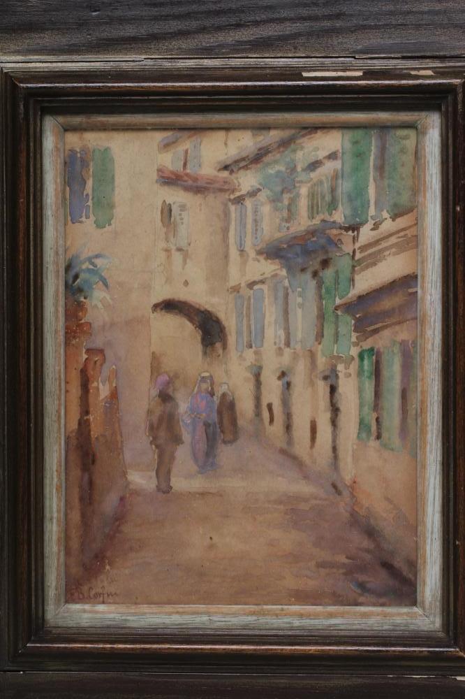 FRANK BRANGWYN (1876-1956), "Corfu", watercolour and pencil, signed with initials, 6 3/4" x 5", - Image 2 of 4