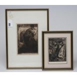FRANK BRANGWYN (1867-1956), Skin Scrapers, etching signed in pencil, plate size 6" x 4 1/2", and