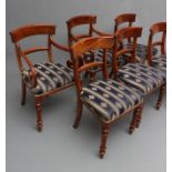 A SET OF SIX WILLIAM IV MAHOGANY DINING CHAIRS including two elbow chairs, the scroll back crest