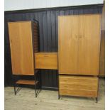 A LADDERAX TEAK BEDROOM UNIT, comprising a double wardrobe with hanging space and shelves and lug