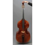 A BOOSEY & HAWKES DOUBLE BASS, modern, Czechoslovakian, with metal turners, notched sound holes,