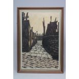 STUART WALTON (b.1933), Back Street Scene, oil on board, signed, 25" x 17", framed (subject to