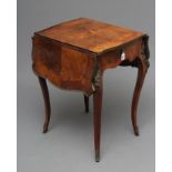 A FRENCH KINGWOOD AND MARQUETRY LOUIS XVI STYLE TABLE, late 19th century, of oblong serpentine