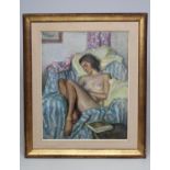 OLIVE BAGSHAW (fl.1965-1978), Female nude Sleeping in an Armchair, oil on canvas laid on board,