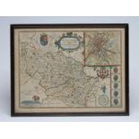 JOHN SPEED (1552-1629) The West Riding of Yorkshire, hand coloured engraved map with title