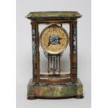 A FRENCH FOUR GLASS MANTEL CLOCK by Marli et Cie, 20th century, the twin barrel movement with