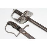 A 1796 PATTERN CAVALRY OFFICER'S SWORD, with 33 3/4" blade, leather and wood grip and steel hilt, 39
