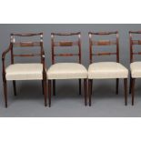 A GEORGIAN SET OF SEVEN MAHOGANY DINING CHAIRS, late 18th century, including two elbow chairs, of
