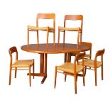 NIELS OTTO MOLLER FOR J.L. MOLLER MOBELFABRIK, a set of six teak framed "75 Edition" dining chairs