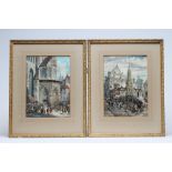 AFTER PAUL I. RITTER (German 1829-1907), Street Scenes, a pair, watercolour on ivory, signed,