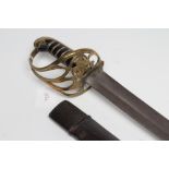 AN INDIAN OFFICER'S SWORD, 19th century, based on the British 1845 pattern, with 23 1/4" blade,