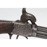 A PERCUSSION POCKET PISTOL, 19th century, with 2 3/4" twist fluted barrel, one point cocking, scroll