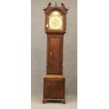 AN OAK LONGCASE by Henry Brownhill, Leeds, late 18th century, the eight day movement with anchor