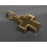 A CROSS PENDANT with line engraved border, plaque stamped 18kt Italy, 5.2g (Est. plus 21% premium