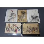 FELIKS TOPOLSKI R.A. (1907-1989), "Il Santo Padre Giovanni Paolo II", coloured crayon, a pair, 18" x