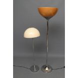 AN ART DECO STYLE FLOOR LAMP, modern, the chrome plated tubular stem issuing a toffee coloured
