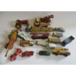 Playworn vehicles by Dinky, Corgi and others, and a Minic Garages Pick-Up Truck, P (Est. plus 21%
