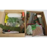 Model scenic products for war gaming or model railways including flocks, trees, moulding plaster and