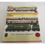 Hornby Golden Arrow Train Pack with locomotive and three Pullman coaches, boxed, G, and a Golden