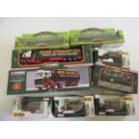 Seven Eddie Stobart truck models by Corgi and Lledo and two Corgi Flying Scotsman diecast models (