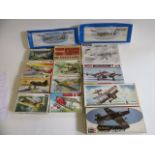 Fourteen model aircraft kits by Revell, Monogram and West Wings, all items in good to fair boxes,