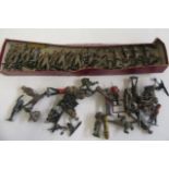 A large assortment of Britains British army figures, some items damaged, parts missing, F-P (Est.