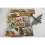 Airfix Waterloo figures, most items painted or off sprues, 5X 1/72 Tank Kit and two further 1/72