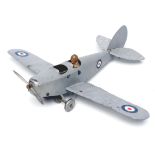 Meccano Aeroplane No1 in silver with pilot, some paint damage, F (Est. plus 21% premium inc. VAT)