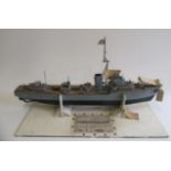 A Later Class Destroyer Model Ship, wood and metal construction with battery operated motor, 34" x