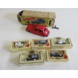 Five Lledo vintage cars and a Chad Valley remote control clockwork car, box AF, F (Est. plus 21%