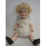 A Porzellanfabrik Burggrub Princess Elizabeth bisque socket head doll, with blue glass sleeping