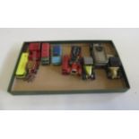 Ten diecast vehicles by Corgi, Matchbox and Dinky including Rolls Royce, Morris and Dump truck, F-