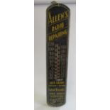 An advertising sign for Allen's Radio Repairing, with central thermometer, 38 3/4" high (Est. plus