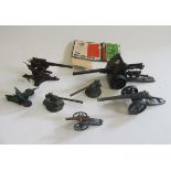 Britains and others Army Field Guns, some items damaged, paint missing, F-P (Est. plus 21% premium