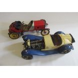 Two Pocher cars comprising Fiat F1 car and Alfa Romeo, largest 11" long, both have damage
