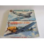 Airfix 1/24 Scale Spitfire Mkla and Messerschmitt BF109, boxed, contents in plastic bags,