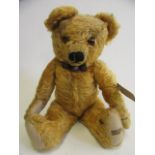 A pre-war long haired Merry Thought teddy, with glass amber eyes, sewn nose and mouth, leather