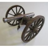 A model of a Napoleonic period artillery cannon, wood and steel construction, marked Spain on cannon