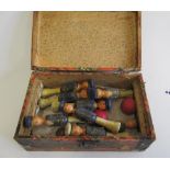 Late 19th century wooden skittles with nine carved wooden sailors and wooden balls in paper