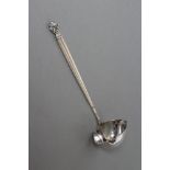 AN ART DECO SAUCE SILVER LADLE, maker Georg Jensen, London import marks 1925, in "Acorn" pattern