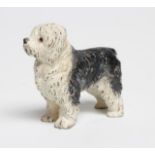 A VIENNA TYPE COLD PAINTED BRONZE OLD ENGLISH SHEEPDOG, early 20th century, with black and white