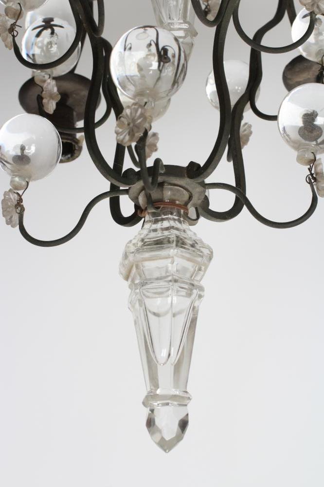 A PAIR OF DROP LUSTRES, posssibly French 19th century, the shaped open work tiered metal frame - Image 3 of 3