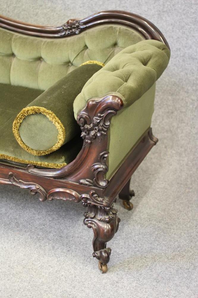 A WILLIAM IV ROSEWOOD SOFA, the show wood frame carved with flowers and scrollwork, button - Image 2 of 15