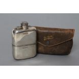 A SILVER SPIRIT FLASK, maker's mark D & A, Birmingham 1929, the screw action hinged cover with