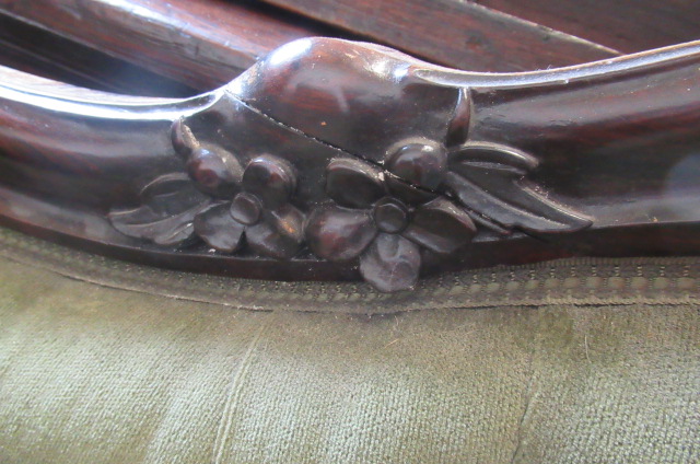 A WILLIAM IV ROSEWOOD SOFA, the show wood frame carved with flowers and scrollwork, button - Image 4 of 15