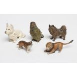 FIVE VIENNA TYPE COLD PAINTED BRONZE MODELS, early 20th century, comprising white Scottie dog, 1 1/