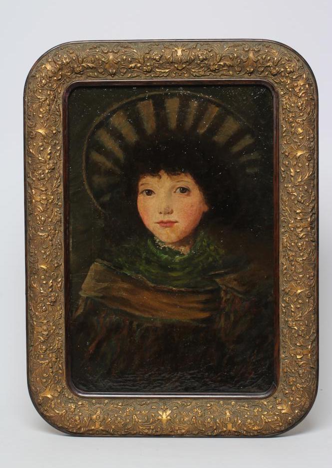 BRITISH SCHOOL (Late 19th Century), Portrait of a Young Girl in a Bonnet, oil on canvas, unsigned,