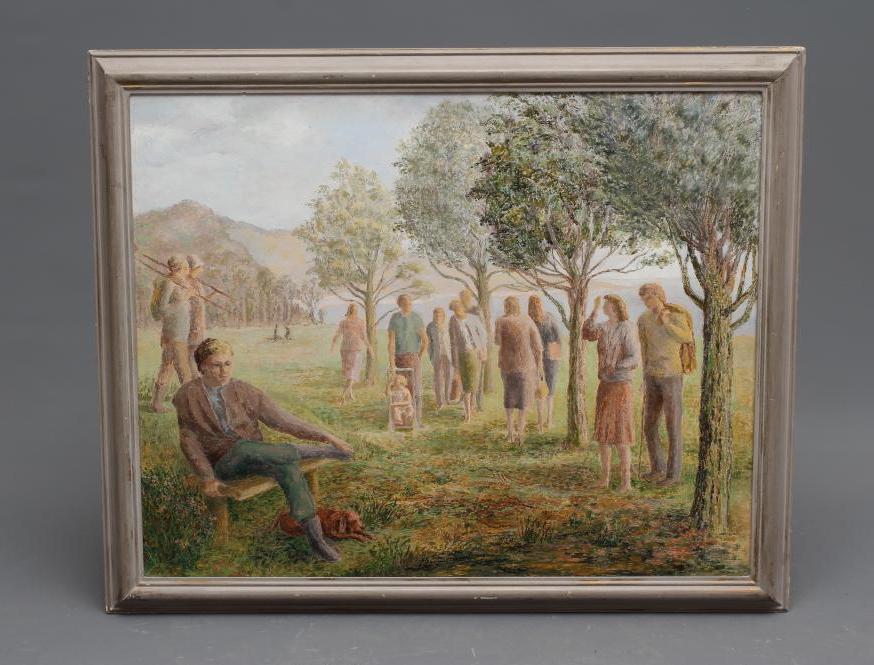 FELICITY CHARLTON (1913-2009), Sunday in the Park, oil on board, unsigned, Underground Gallery