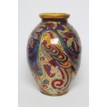 A SPANISH EARTHENWARE HISPANO MORESQUE STYLE VASE, mid to late 19th century, painted in coloured