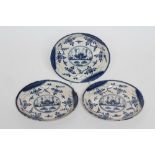 A SET OF THREE DUTCH DELFT PANCAKE PLATES, late 18th century, of plain dished circular form, painted
